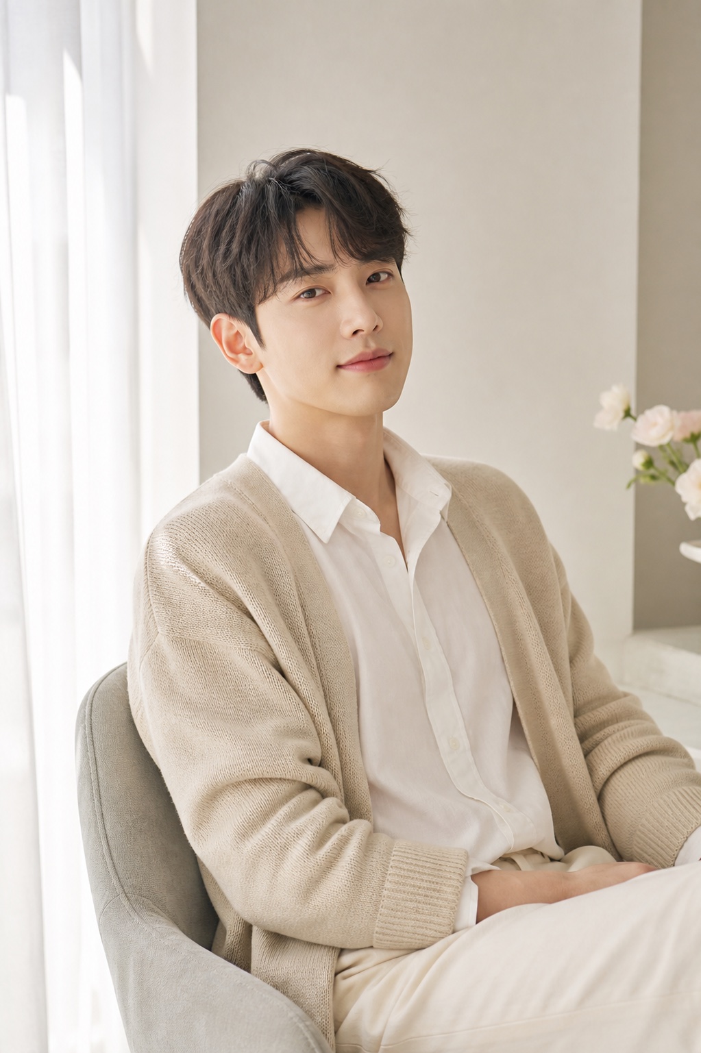 Gentle Korean-style male profile portrait sample